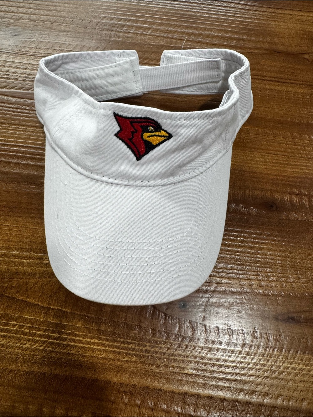White Kids Visor with Red Cardinal Logo